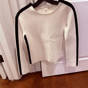 Veronica Beard Cream and Black Long Sleeve Top